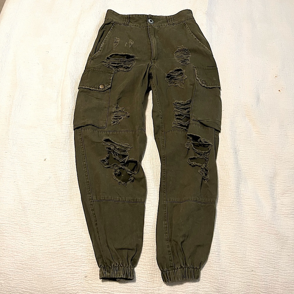 CARMAR High Waisted Denim Cargo Pants